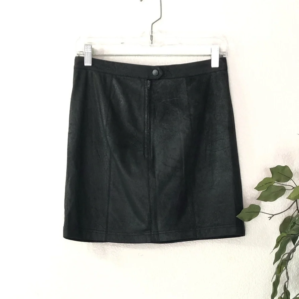 Free People Black Silky Crushed Velvet-like Skirt